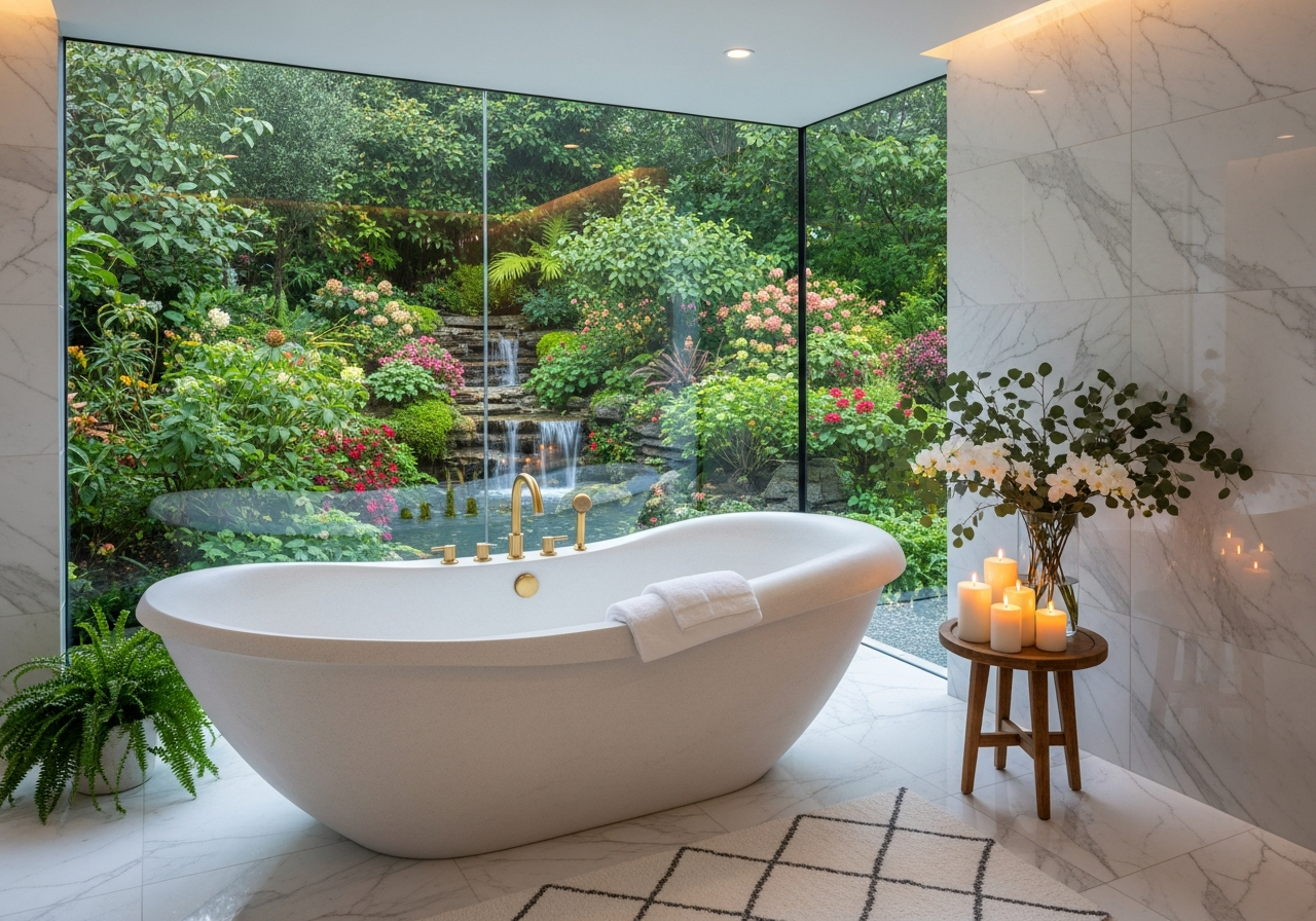 Freestanding Stone Resin Soaking Tub