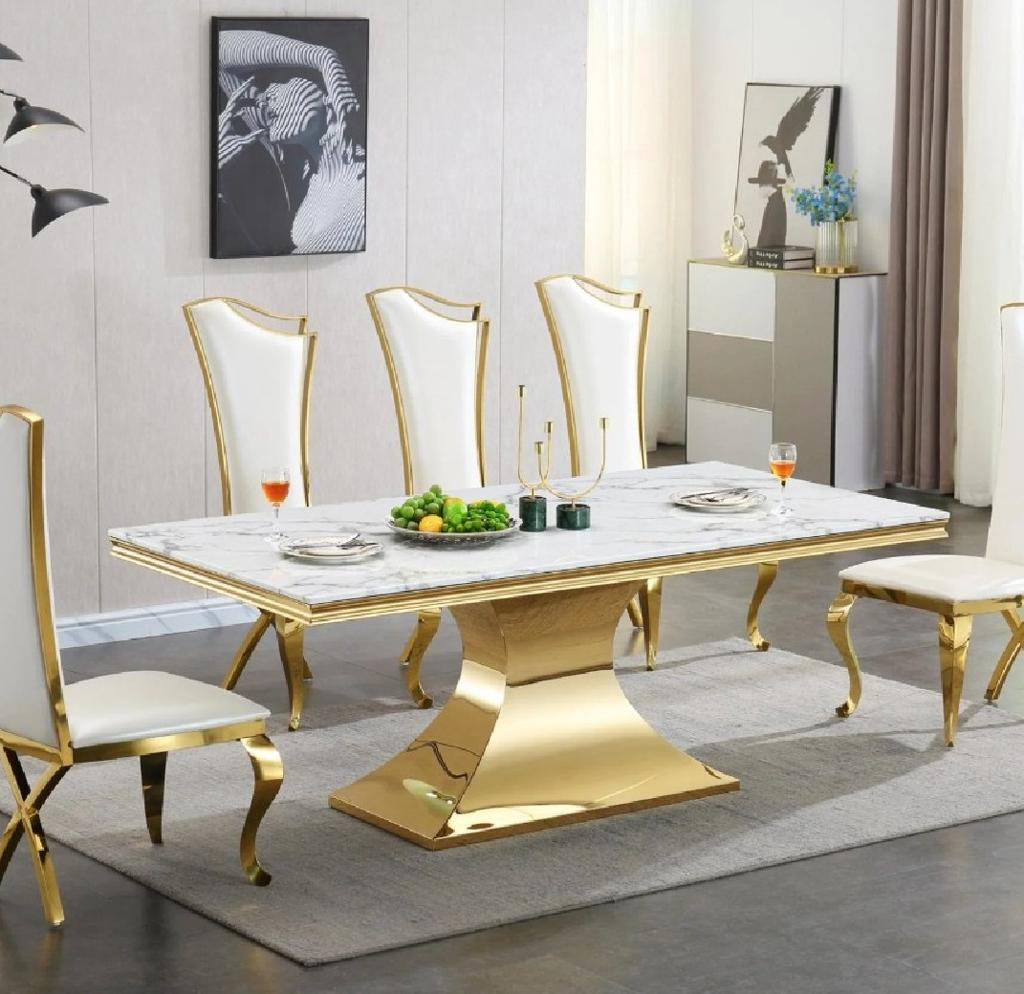 Marble Dining Table — Calacatta & Gold